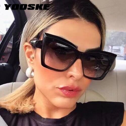 YOOSKE Retro Cat Eye Sunglasses Women Oversized Black Eyewear Men Vintage Brand Shades for Ladies Big Frame Outdoors Goggles