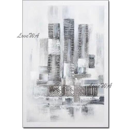 Modern Hand-painted Textured City Building Oil Painting Handmade Wall Artwork Wall Hanging Picture Art For Living Room Decor