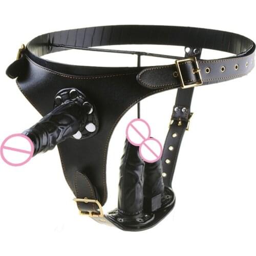 Lesbian Woman Strapon Strapless Dildo Leather Harness Pants Black Realistic Penis Strap On Dildo For Women Adult Sex Toys