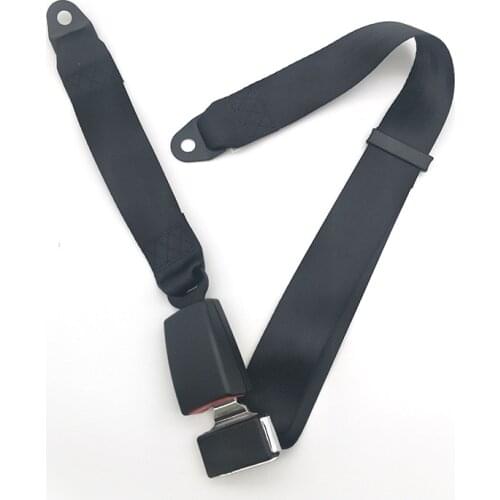 Universal Adjustable 2Point Car Safety Seat Lap Belt Buckle Kit Black Strap