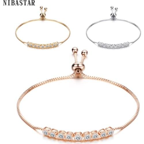 Party Jewelry Adjustable Bracelet For Women 3mm Cubic Zirconia Bracelets & Bangles Girls Gift For Her
