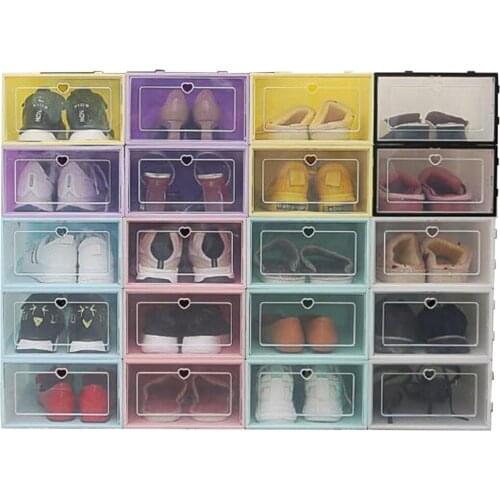 Box Shoe Cabinet S/l Size Foldable Clear Shoes Storage Box Plastic Stackable Shoe Organizer Thickened Transparent Shoes