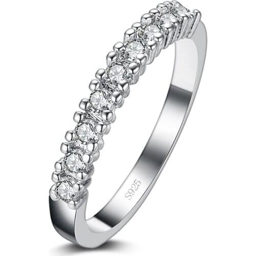 New arrival shiny CZ zircon 925 sterling silver ladies`finger wedding rings jewelry drop shipping wholesale women ring gift