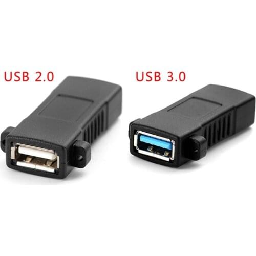 1Pc Standard USB 2.0 3.0 Female To Female Socket Panel Mount Adapter Connector