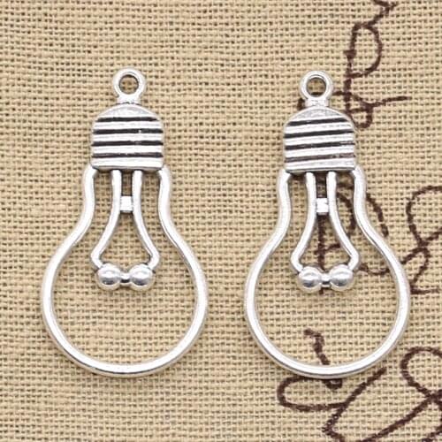 8pcs Charms Light Bulb 19x35mm Antique Pendant Fit Vintage Tibetan Bronze Silver Color DIY Handmade Jewelry