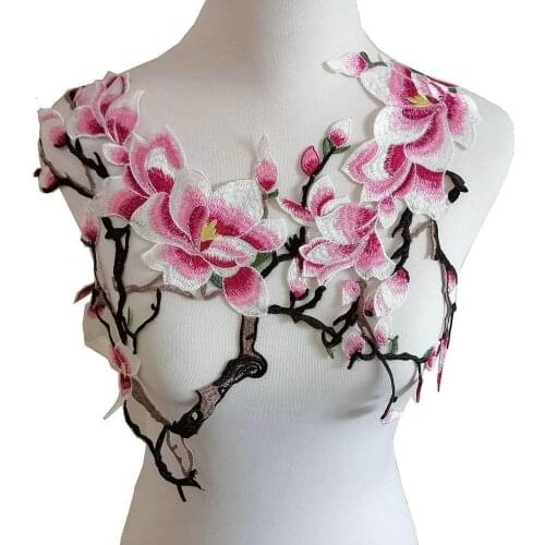 2pcs Flowers Embroidered Patch Sticker for Clothing Jacket Jeans Lace Applique DIY Clothes Decorations Fabric Patches