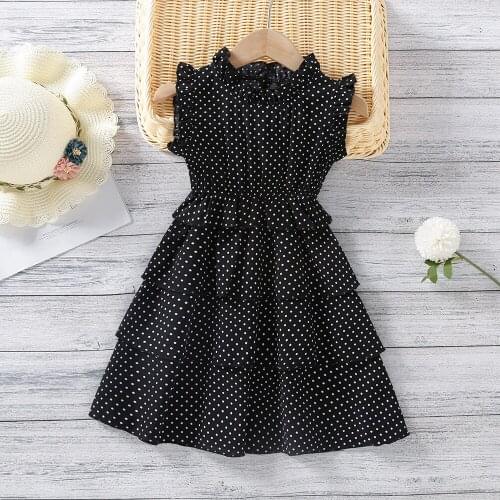 2021 New Summer Multi-Layer Cake Dress Polka Dot Pattern Princess Dress Girl Clothing Dress For Girls For 2-6 Years