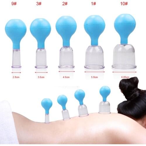 5 Size Vacuum Cupping Cups Set Rubber Head Glass Anti Cellulite Massage Chinese Therapy Face Cupping Set Cans For Health Massage