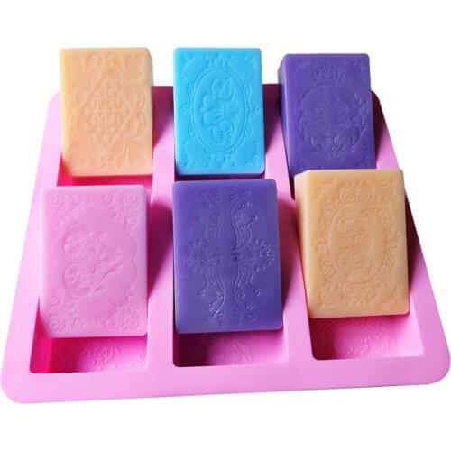 6 Cavity Flexible Liner For DIY Handmade Soap New Patterns Soap Mould Soap Food-Grade Organic Silicon Making Tools