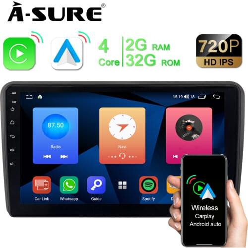 A-Sure 2 Din Android 10 Radio Carplay Stereo DSP GPS DVD Player Navigation For AUDI A3 (2003-2011) RS3 S3 8P 8V 8PA RNSE-PU