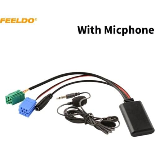 FEELDO Car Aux-in Wireless Bluetooth Adapter Module Audio Receiver With Micphone for Renault Double Plugs Host AUX Cable #HQ3337