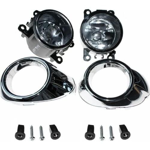 Car Bumper Fog Lights Driving Lamps w/Bezel Chrome Grille Cover For Ford Focus 2012-2014