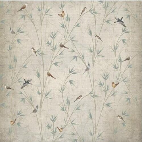 Wellyu Custom large frescoes European nostalgia abstract branches bamboo flowers and birds TV background wall wallpaper