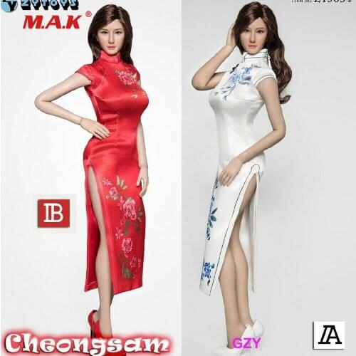 ZYTOYS 1/6 female action figure white/red Chinese Cheongsam Dress Clothes Model ZY5034 for 12" Female Figure body