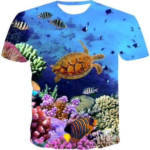 Summer 3D The Underwater World graphic t shirts Fashion Casual Print Men t-shirt Personality Ocean Scenery short sleeve t-shirts