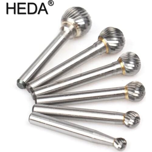 HEDA 6mm-16mm Tungsten Carbide Burr Bit Rotary Cutter Metal File Engraving Heads Hand Tools Set For Grinding Iron Wood Carving