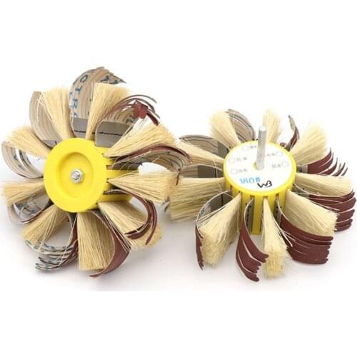 Shank 6mm Shaft Mounted Sisal & Emery Cloth Bristle Polishing Brush Grinding Wheel For Hand -operated Electric Drill
