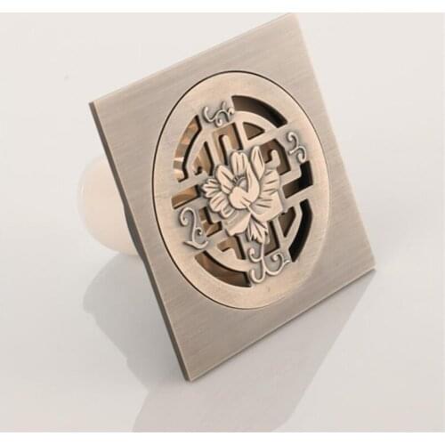 Classic Design Brass Kitchen Filter Strainer Drainer Antique Carve Floor Drain Bathroom Deodorization Type Floor Drain