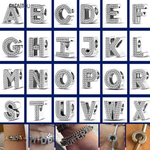 HOT 100% 925 Sterling Silver 26 Letter Charms Pendant Beads Suitable for Pandora Bracelet And Bangle DIY Accessories