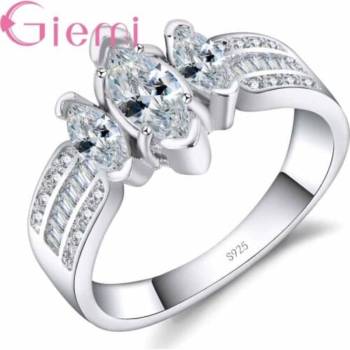 Sweet Romantic Luxury Ring 925 Sterling Silver Cubic Zirconia Women Valentines Day Gift Fashion Engagement Jewelry
