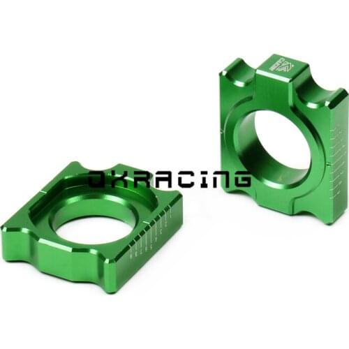 Motorcycle CNC Green Axle Block Rear Chain Adjuster For KAWASAKI KX125 250 03-08 KX250F KXF 250 04-16
