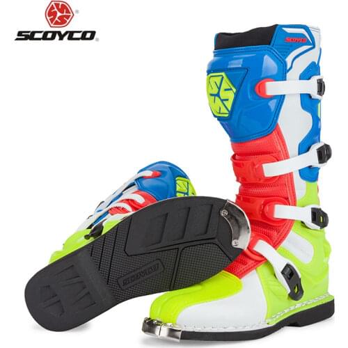 SCOYCO Racing Motorcycle Long Shoes Off-road Motocross Boots Dirt bike Sports Rider Motor faux Leather motorbike boot,MBM003