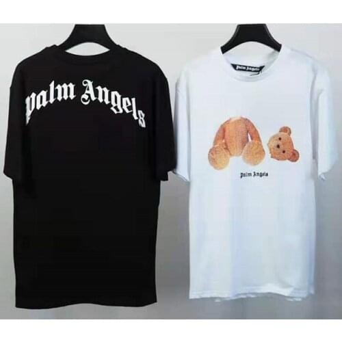 Palm Angels22SS letter patterns Men and Women Couples Bear Pattern Casual Fashion Round Neck Short Sleeve t-shirt
