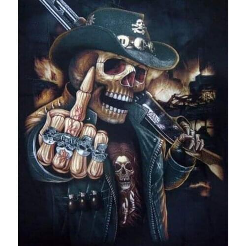 Skulls Man Full Square/Round Area Highlight Diamond Dots Needlework Diy Diamond Painting Kit 3D Diamond Cross Stitch Embroidery