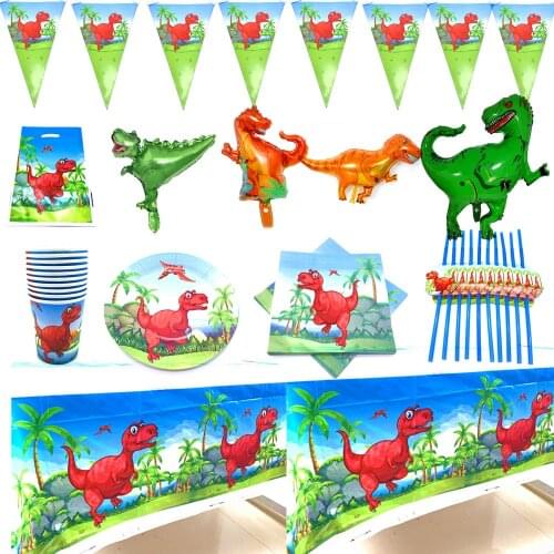 Cute dinosaur Theme Disposable tableware Set Paper Plates Cups Baby Shower Supplies Christmas Gift Birthday Party Decorations