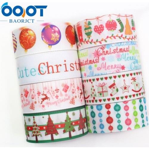 1971319,1'' 25mm Christmas holiday decoration gift wrapping Printed grosgrain ribbon,10yrds DIY handmade headwear accessories
