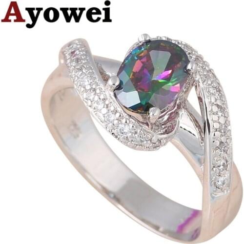 New design Very Nice Rainbow Zircon AAA Zirconia Silver Stamped Rings Popular style fashion Jewelry USA Sz #6.5 #7.5 MR026
