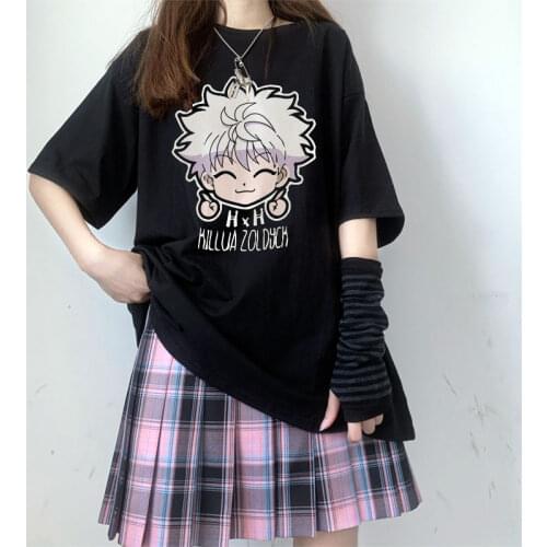 Janpanese Anime Hunter x hunter Killua t shirt for Women E Girl Kawaii Cute Harajuku y2k tops oversized femme korean style