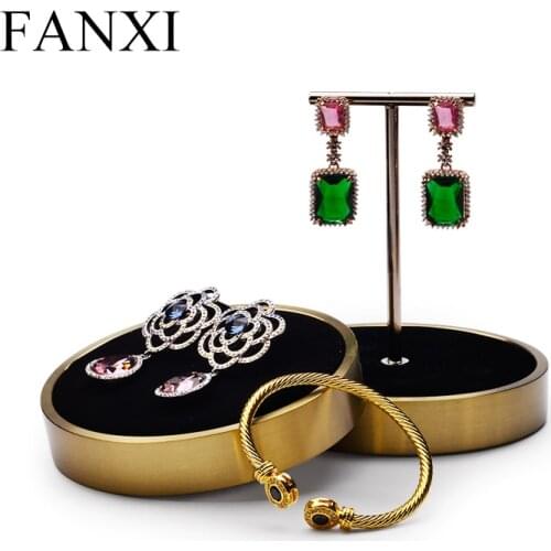 Oirlv Fashion Earring Display Metal Ring Display stand Ring Bracelet Exhibit Round Organizer shelf for Jewelry