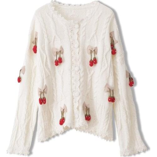 Autumn Sweater Pullover Women Embroidery Flowers O-Neck Casual Femmes Jacket Ladies Strawberry Tassel Tops Purple Korean Clothes