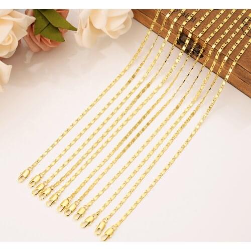 Gold Men Chain Necklace Figaro Link necklace chain bracelet Gold Filled Women Wholesale Jewelry boys gift
