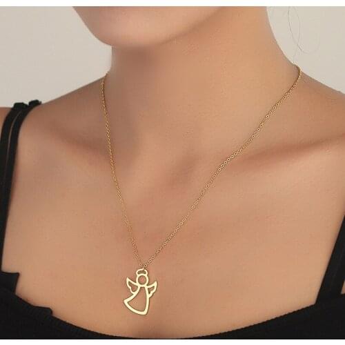 Guardian Angel Pendant Necklace for Girls Women Angle Chokers Lucky Charm Gift