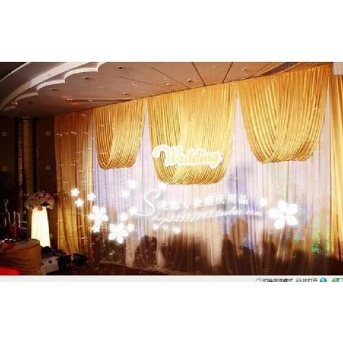 Lastest Wedding Backdrops with luxurious Gold Swag for Wedding Decorations 3m*6m with sequin