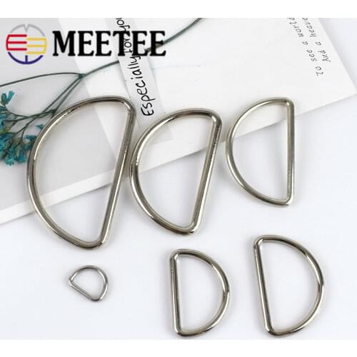 Meetee 10pcs 10-50mm Metal Buckles D Rings Belt Webbing Pet Collar Adjus Buckle for Backpack Bags DIY Leather Crafts Accessories