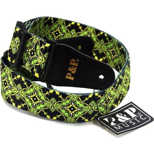 Kaleidoscope Cyan-blue Pattern Guitar Strap Electric Guitar Acoustic Guitar Folk Guitar Bass Strap