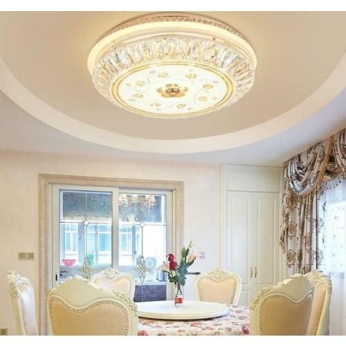 Luxury Golden LED crystal light ceiling crystal light lamp for living room bedroom round LED lamparas de techo with K9 crystal