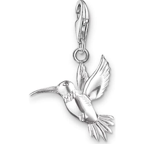 Silver Little Simple Hummingbird Charms Pendants Fit Bracelet Necklace Bag, Fashion Humming birds Charm Jewelry Gift For Women