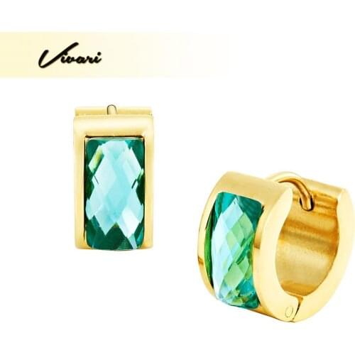 Vivari Earrings 2018 Charm For Women Green CZ Stones Gold Stainless Steel Women fashion Jewelry Fast Delivery Accessories