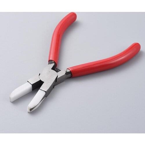 Carbon Steel Jewelry Pliers Red Flat Nose Plier with Cover for Jewelry DIY Making Tools 142x98x8mm