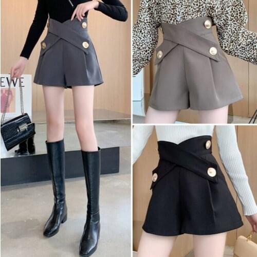 Shorts womens autumn and winter western style high waist suit a-line wide-leg spring and autumn thin Korean version of the new
