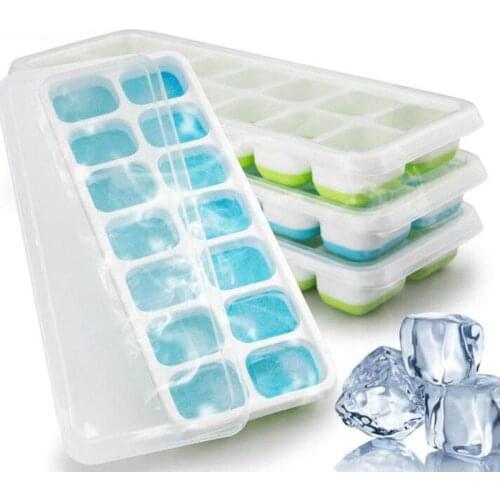 14 Grid Silicone Ice Tray Mould Household Three-dimensional Square Ice Tray Molds With Clear Cover