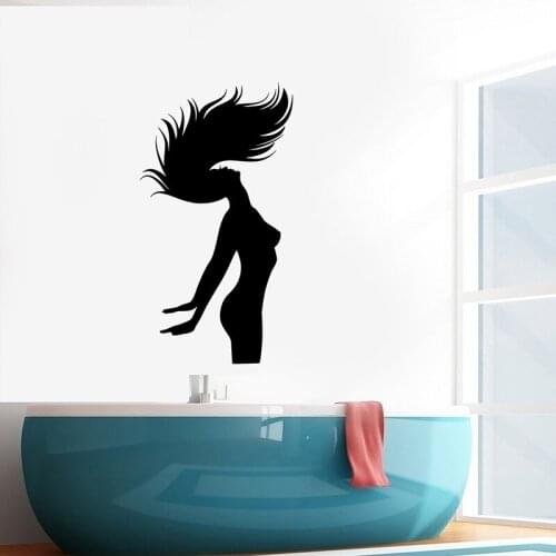Silhouette Sexy Woman Pattern Vinyl Wall Decal Bathroom Relax Bedroom Decor Wall Stickers Removable Room Decoration Mural Y13