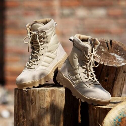 Special forces tactical boots Outdoor Men Desert combat Hiking shoes anti-skid Wear resistant lace-up Trekking High Top sneaker