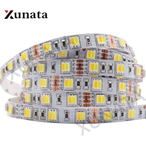 DC12V 5050 LED Strip 60LEDs/m White + Warm White 2 in 1 Chip Color IP21 IP65 Flexible LED Light Lamp Indoor Decor