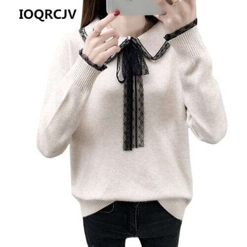 Spring Autumn Women Sweater Pullover Knitted Plus Size Loose Long-sleeve Ladies Lace Elastic Casual Top Jumper Pull Femme R145