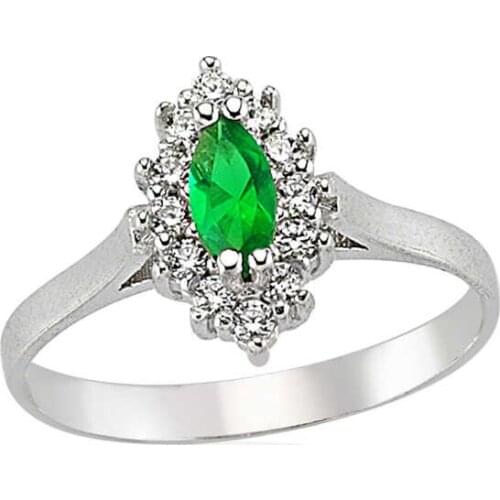 Tevuli 925 Sterling Silver Green Cubic Zirconia Women Ring